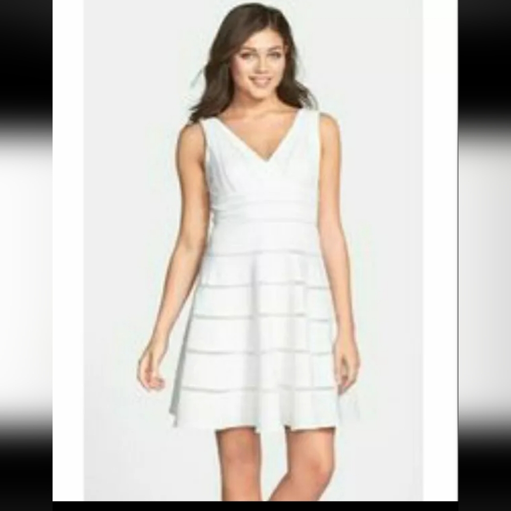 JS Collections Illusionist Dress In White.  Sz 14